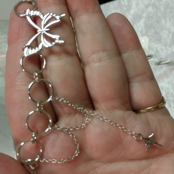 Butterfly Choker Pendant Drop Star Cross Round Chain Silvertone Boho 14"+ 2" ext - Picture 16 of 17